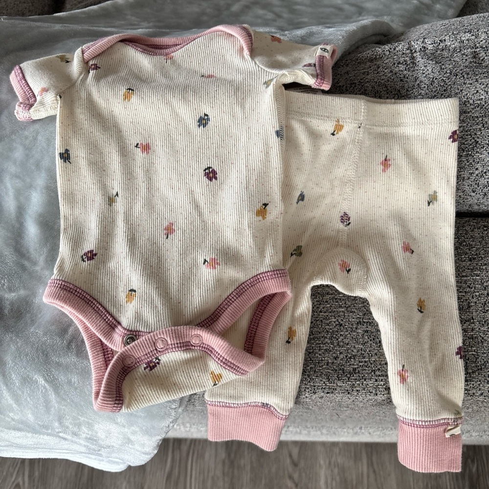 Charming Cream and Pink Kids Bodysuit Set